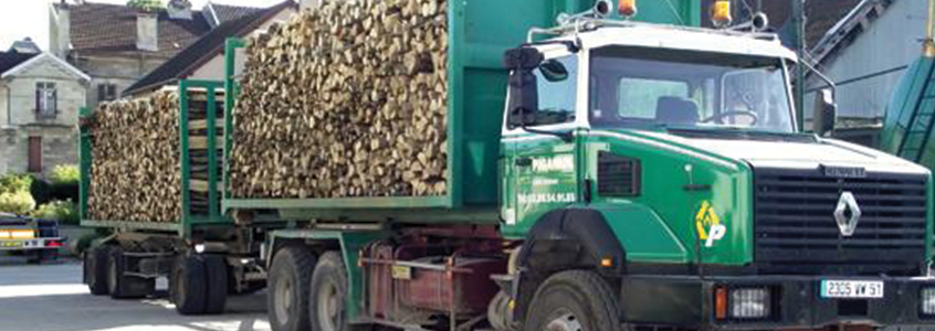 Un camion portant des bûches