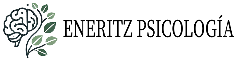 Logotipo: Cerebro con hojas, texto "Eneritz Psicología".