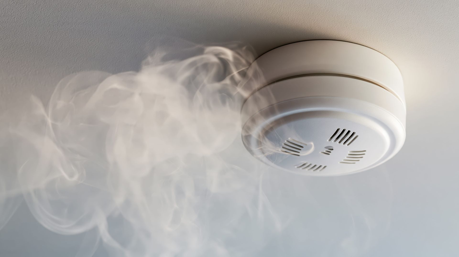 Détecteur de fumée au plafond avec de la fumée qui se rapproche