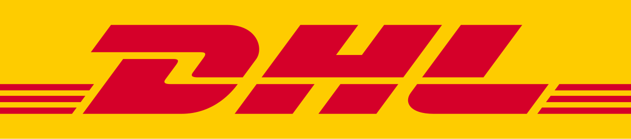 Logotipo de DHL con colores rojo y amarillo.