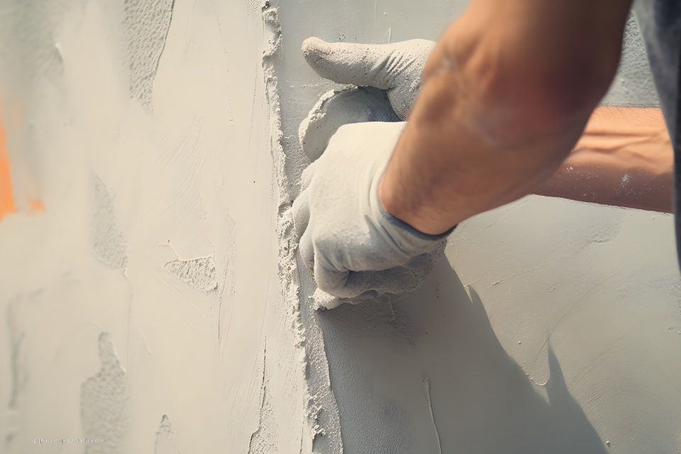 Wand wird verputzt