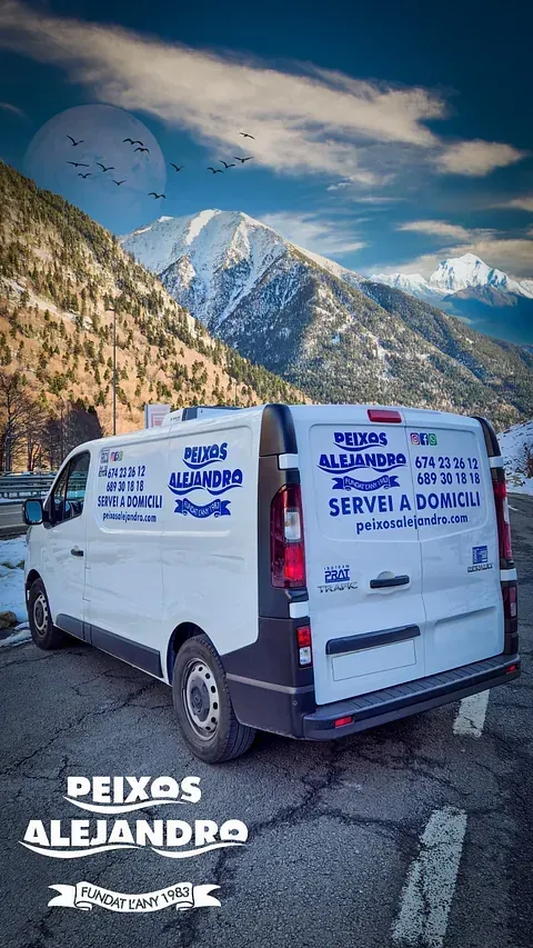 Una camioneta blanca está estacionada frente a una montaña.
