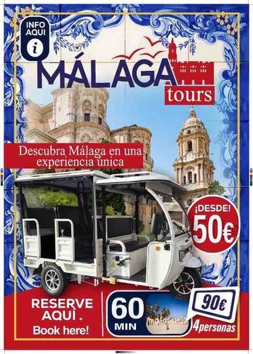 Folleto promocional de tours por Málaga.