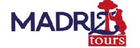 El logotipo de Madrid Tours presenta texto azul oscuro con un icono de un oso rojo y un madro&ntilde;o.