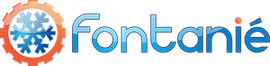 Logo Fontani&eacute; avec texte orange et bleu et ic&ocirc;ne de flocon de neige bleu