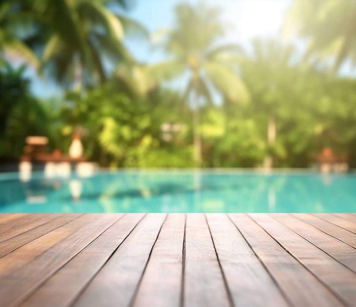 Rebord d'une piscine en bois