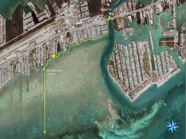 Aerial view: Map of a coastal Key Colony Beach Marathon Florida area