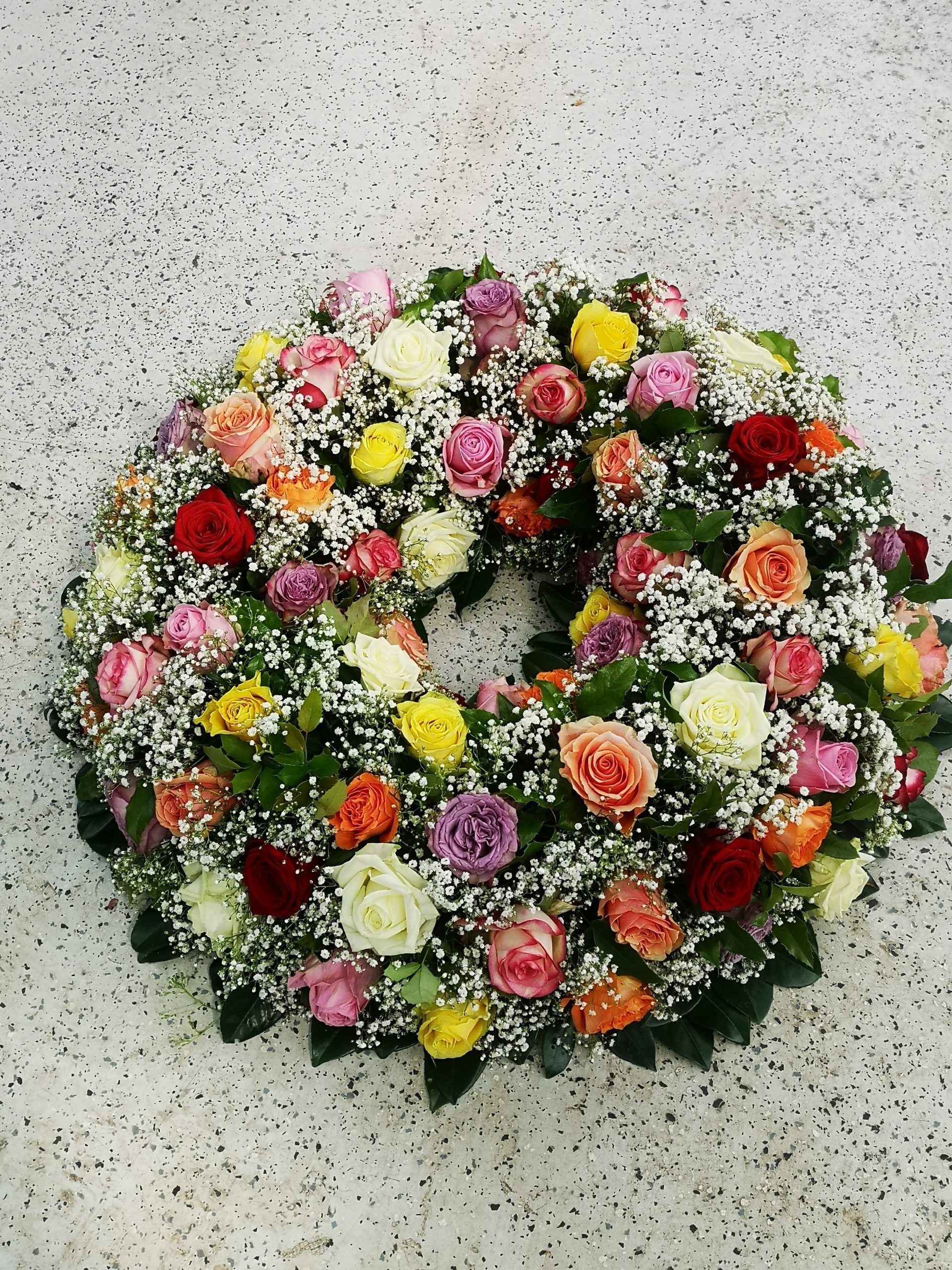 Bunter Trauerkranz, Foto von Blumen Böswirth