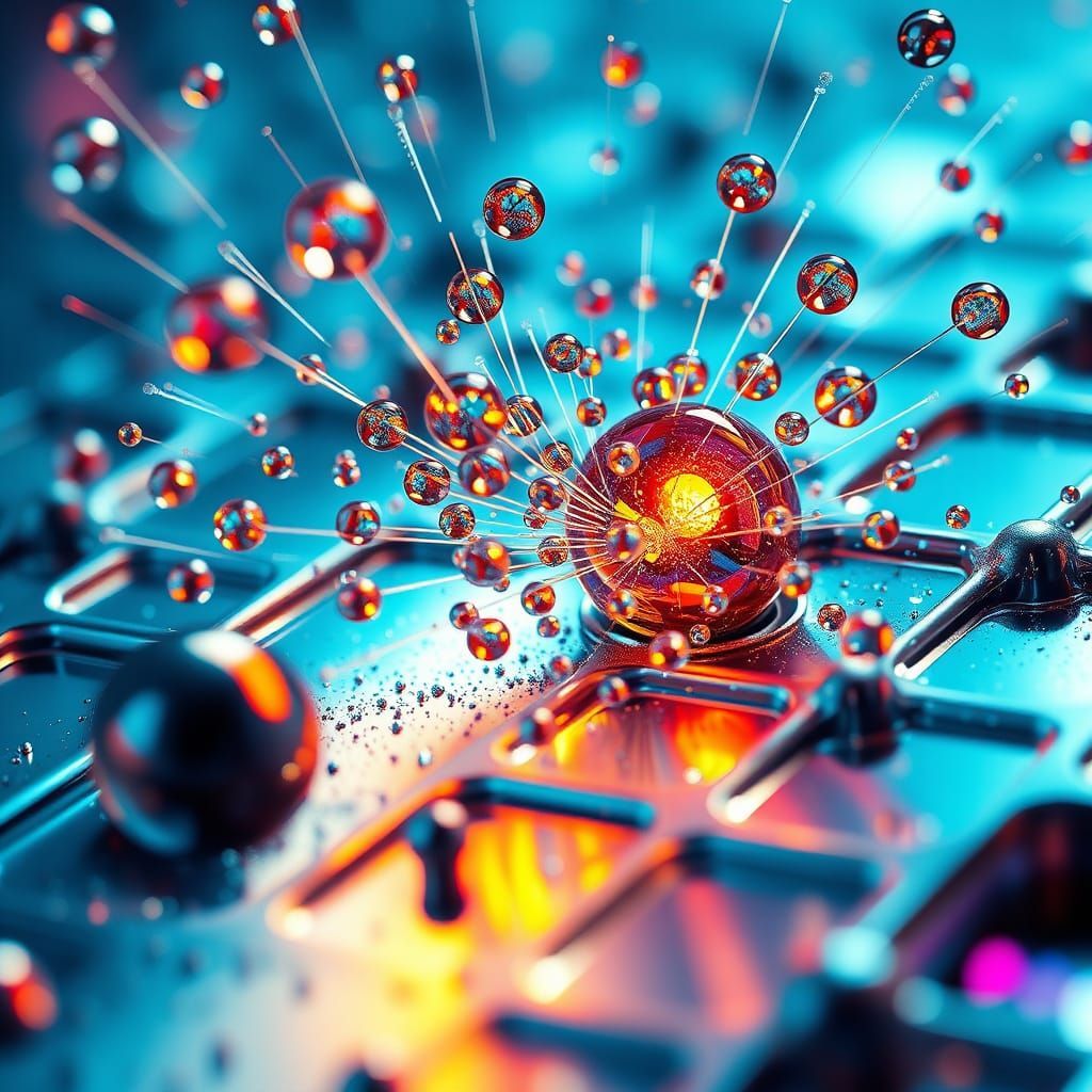 KI Bild metallener Hintergrund mit Glaskugeln