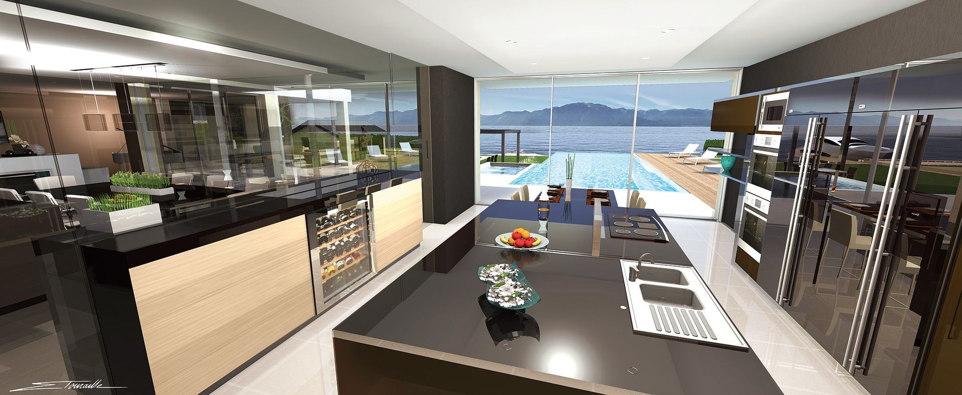 Cuisine d'une villa Leman