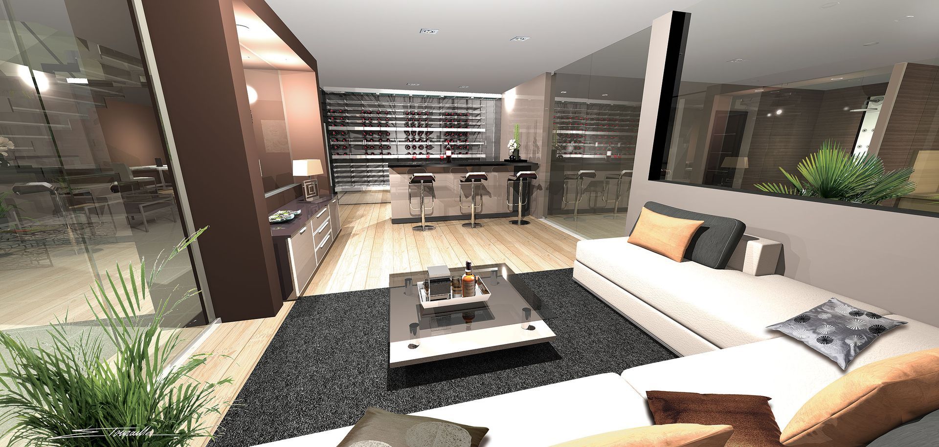 Autre angle du salon villa Leman