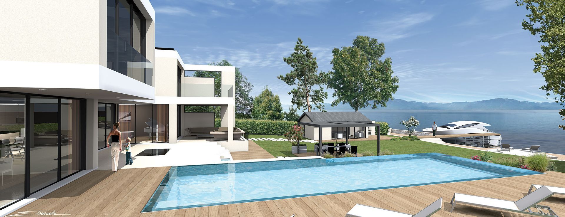 Villa Leman point de vue extérieur avec piscine