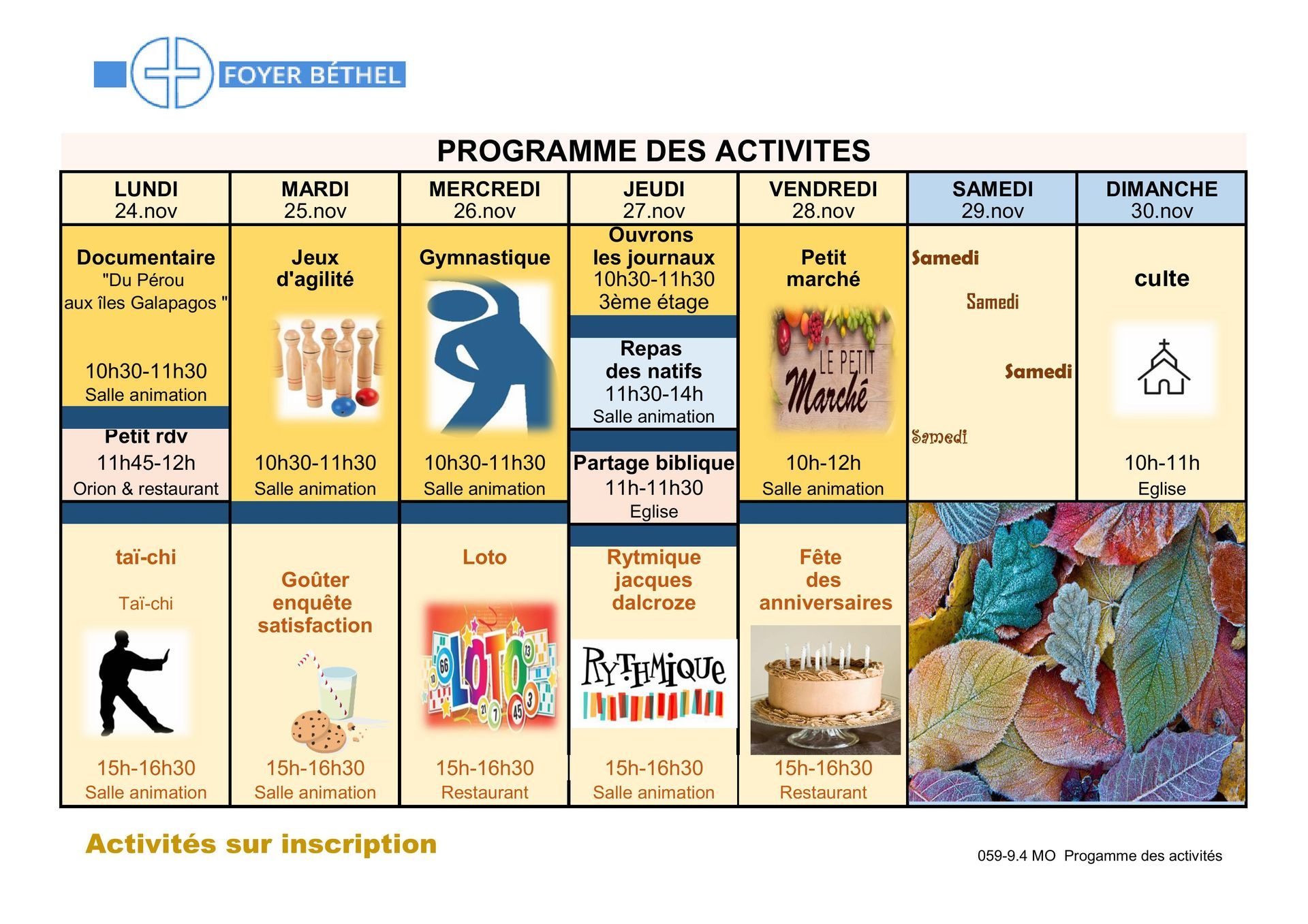 Programme - Foyer Béthel