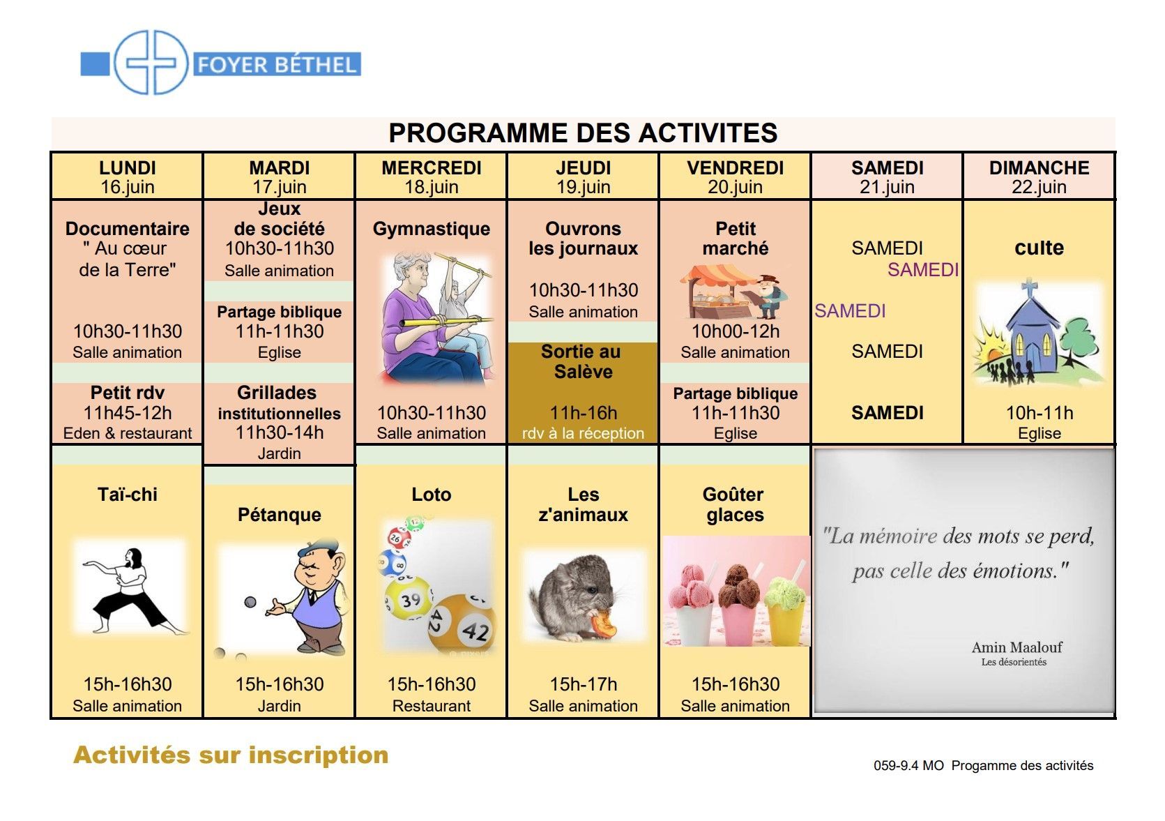 Programme - Foyer Béthel