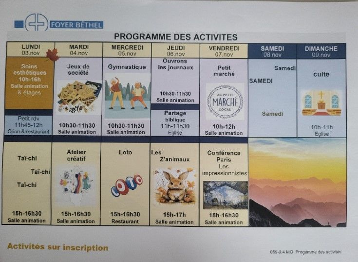 Programme - Foyer Béthel