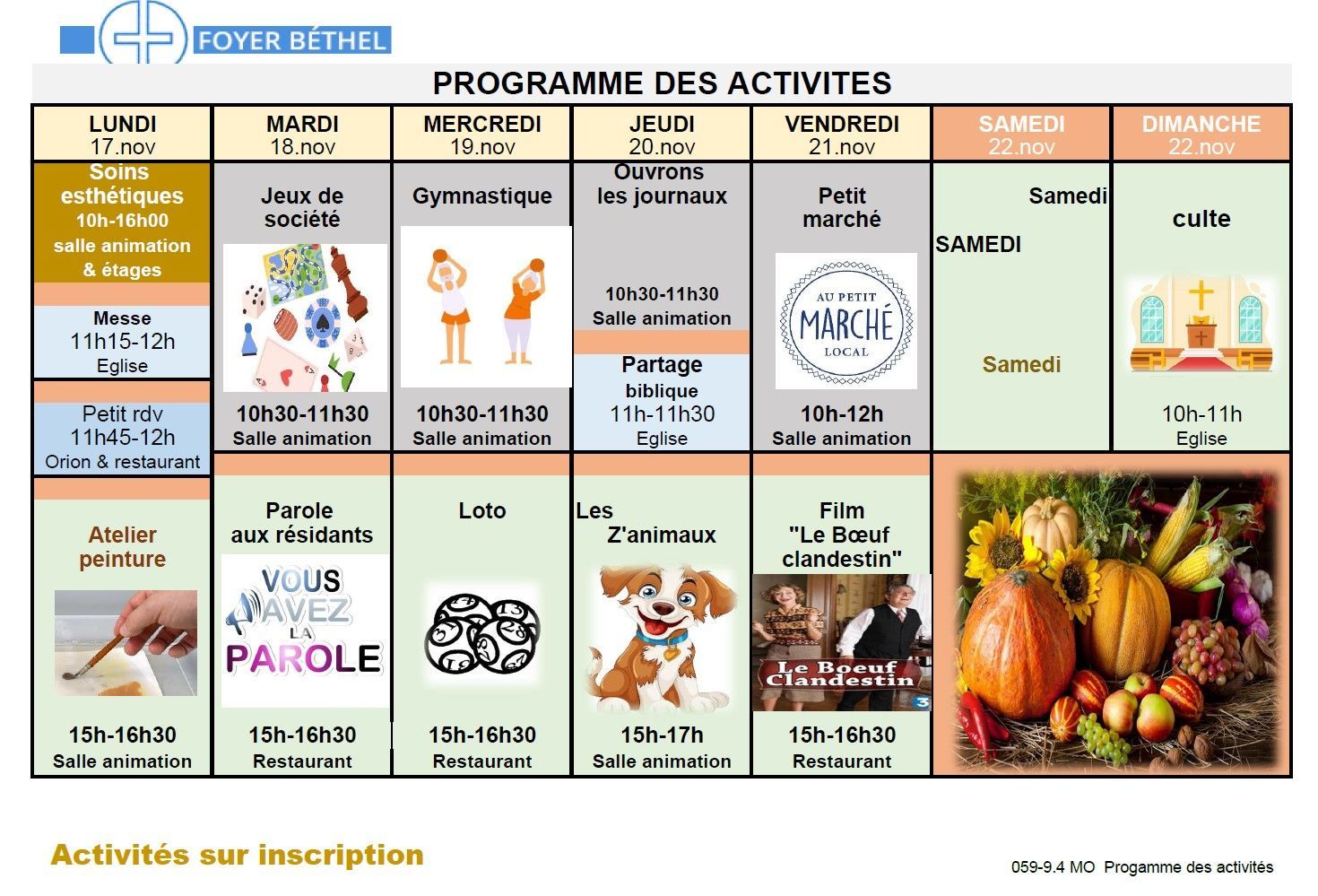 Programme - Foyer Béthel