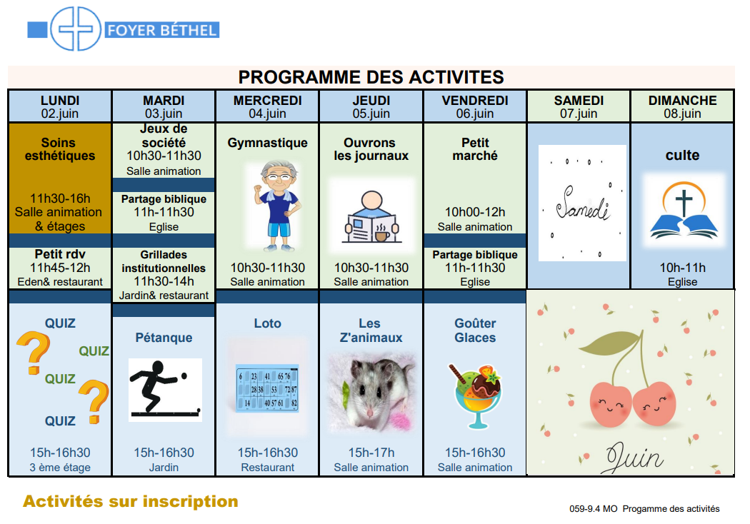 Programme - Foyer Béthel