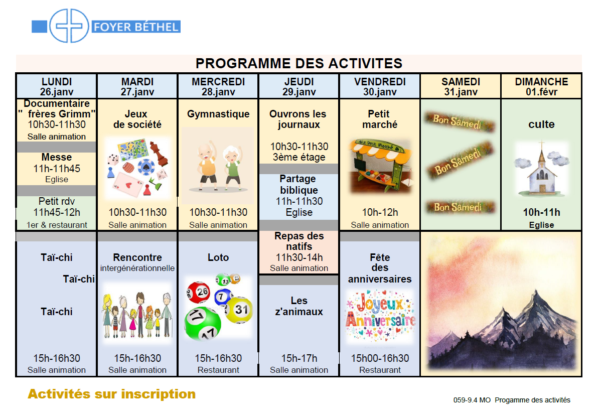 Programme - Foyer Béthel