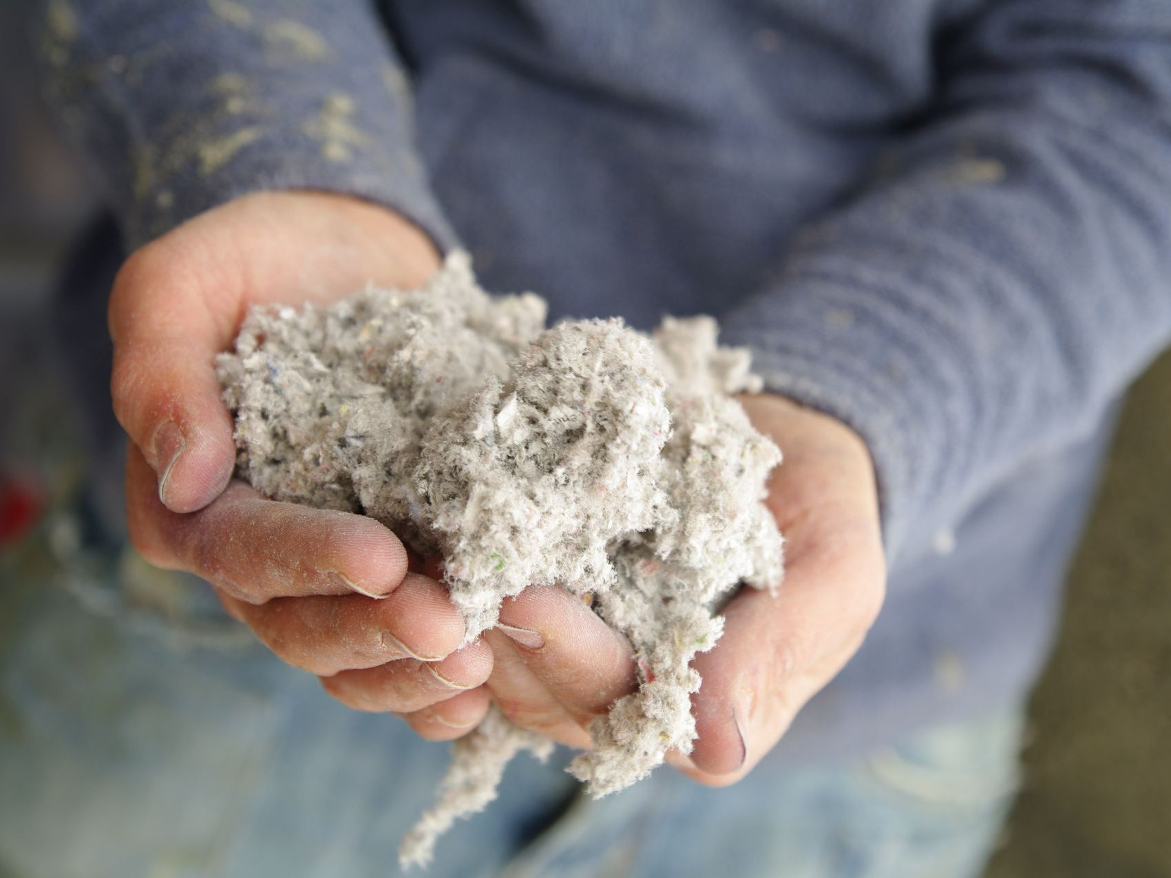 Ouate de cellulose dans des mains
