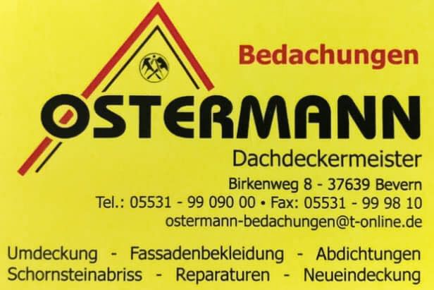 Ein gelbes Schild für Ostermann Dachdeckermeister
