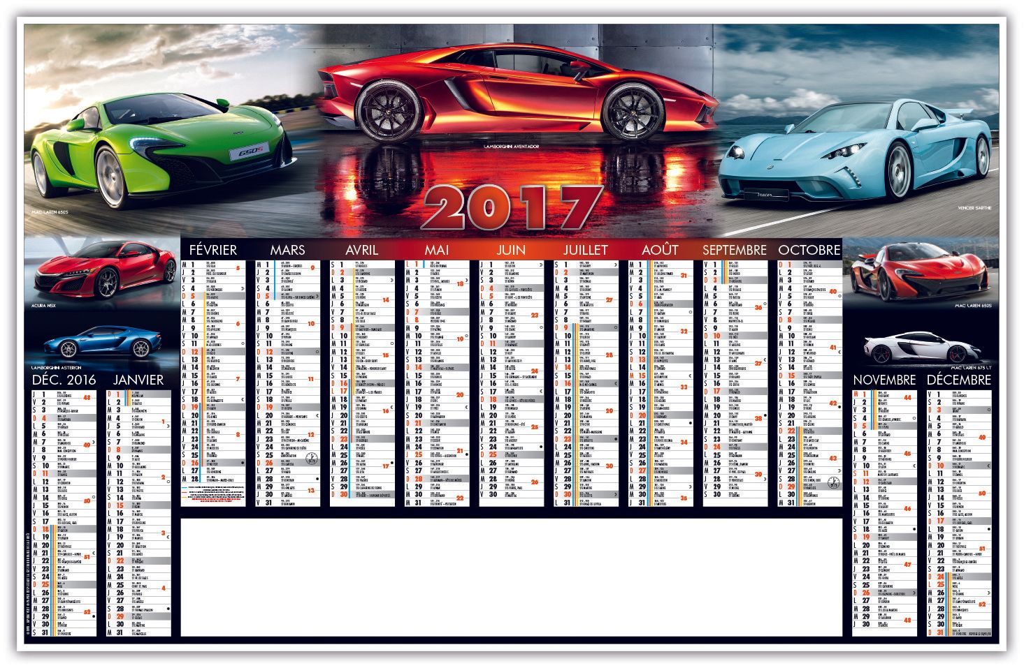 Calendrier thème voiture