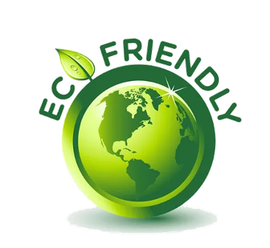 Icono de globo terráqueo verde con una hoja y el texto