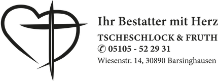 Ein Herz mit einem Kreuz darauf und den Worten „Ihr bestatter mit herz“