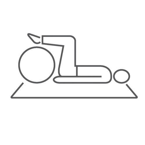 Un dibujo lineal de una persona acostada sobre una esterilla de yoga.