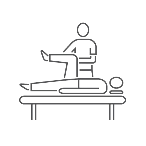 Un dibujo lineal de una persona recibiendo un masaje en una mesa.