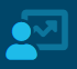 Ein blaues Symbol einer Person und eines Diagramms auf blauem Hintergrund.