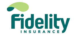 A blue and green logo for fidelity insurance