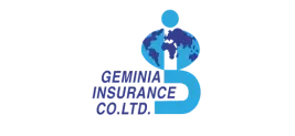 The logo for geminia insurance co. ltd. shows a man holding a globe.