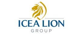 A logo for icea lion group with a lion on it