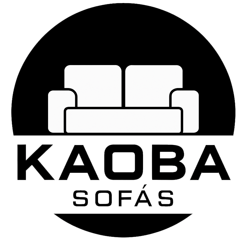 Un logotipo en blanco y negro de un sofá en un círculo.