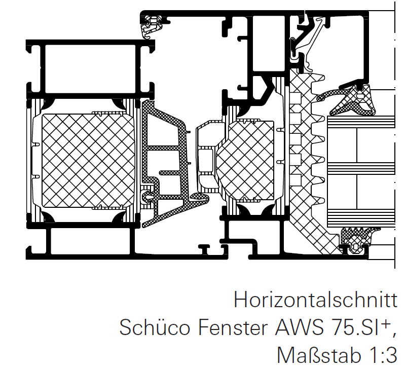 Eine Schwarzweißzeichnung eines Fensters.