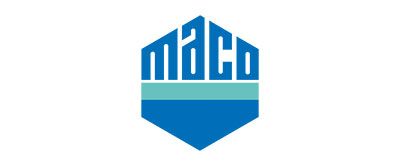 Ein blau-weißes Logo auf weißem Hintergrund.