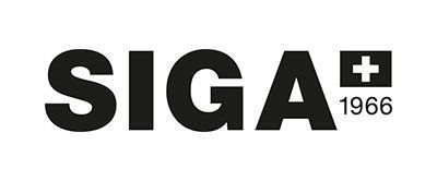 Ein schwarzweißes Logo für Siga 1966 auf weißem Hintergrund.