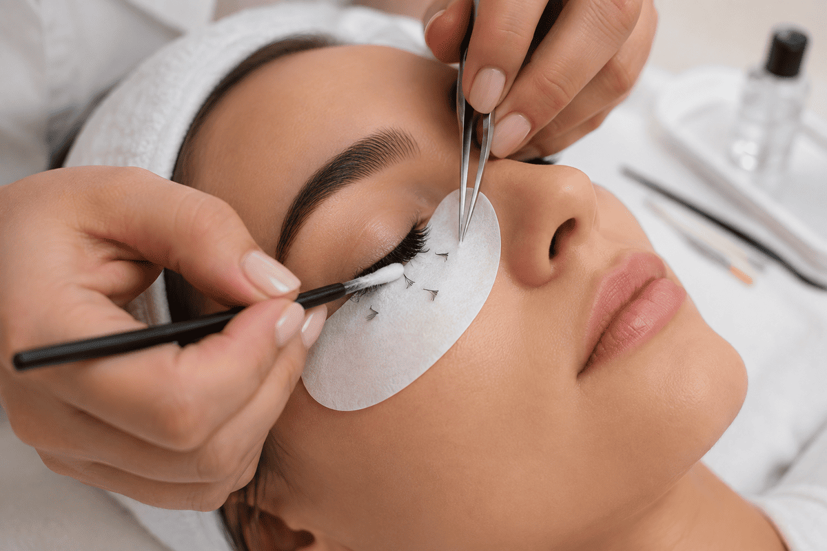 Collage de un rostro con maquillaje natural, que muestra vistas laterales y frontales en primer plano.