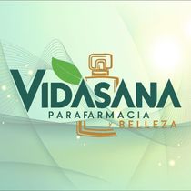 Logo for Vidasana Parafarmacia y Belleza: green text, perfume bottle icon, light background.