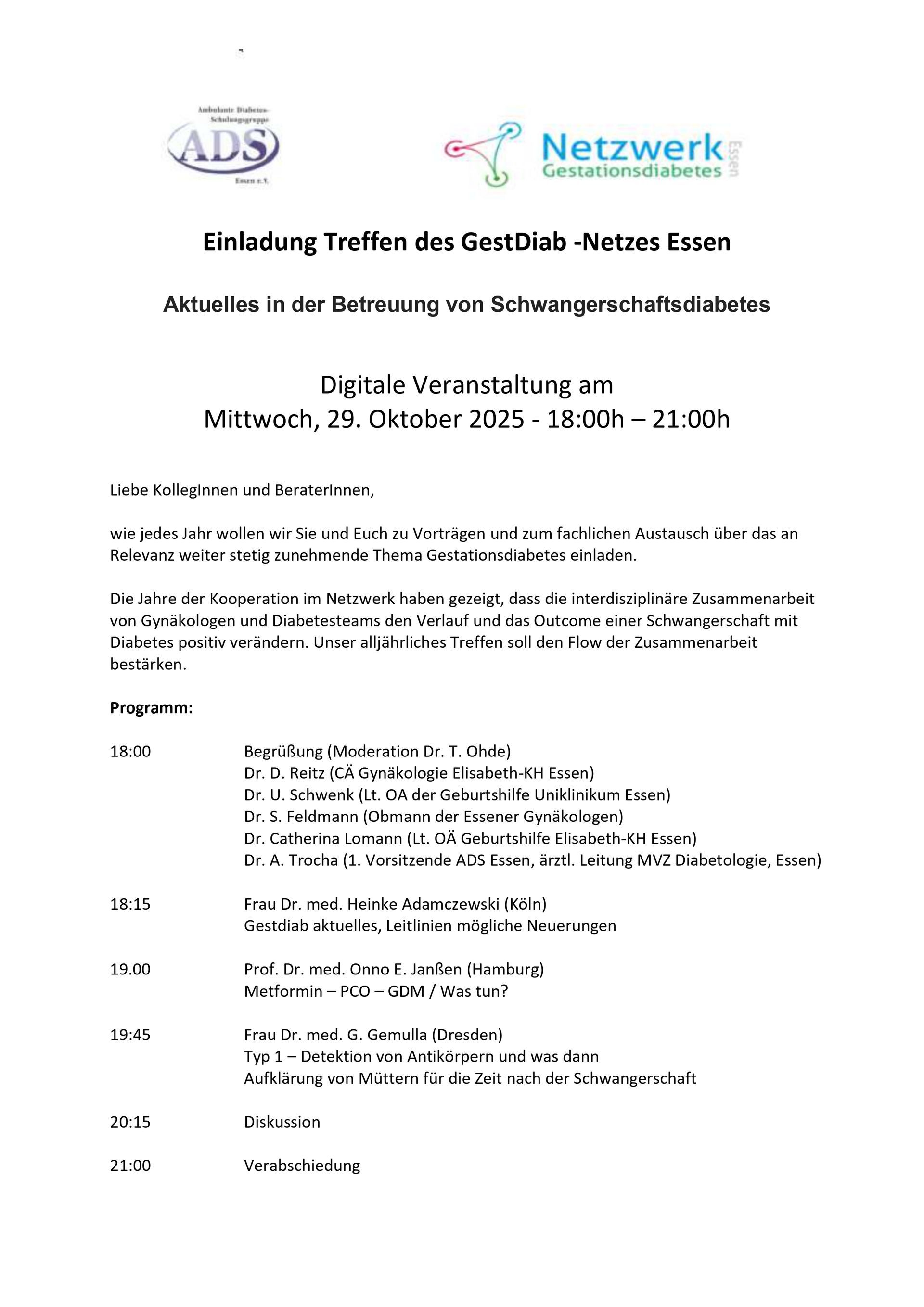 Einladung Treffen des Gestdiab  2025