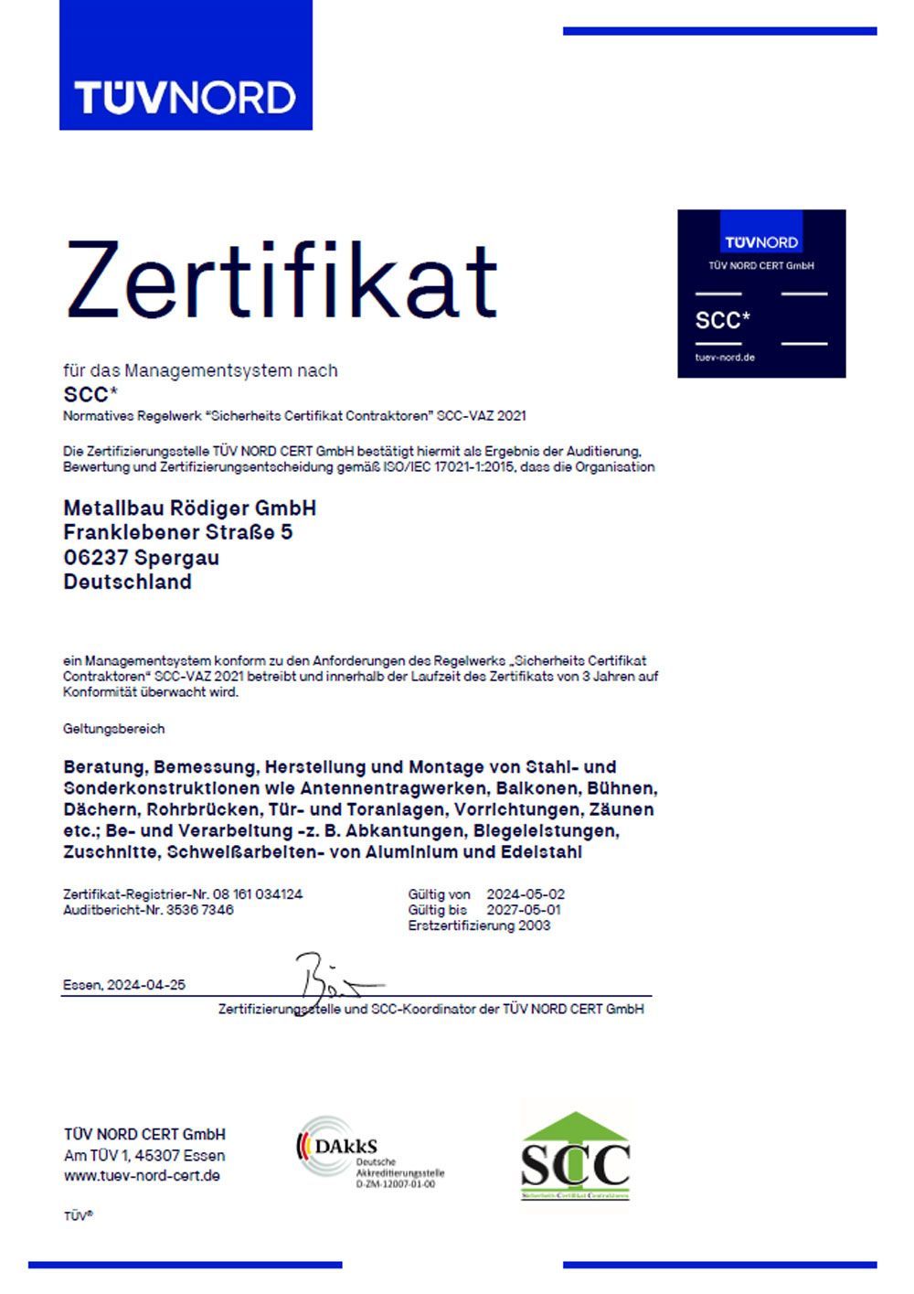 Es ist ein Zertifikat mit der Aufschrift „Zertifikat“.