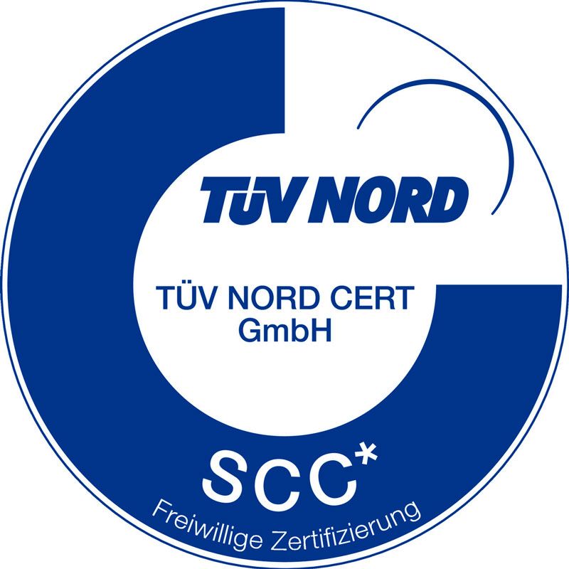 Ein blau-weißes Logo für die TÜV Nord Cert GmbH