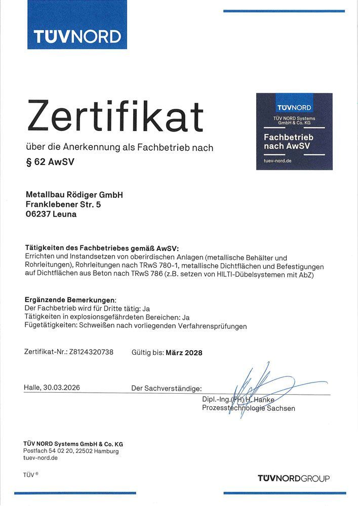 Es ist ein Zertifikat mit der Aufschrift „Zertifikat“.