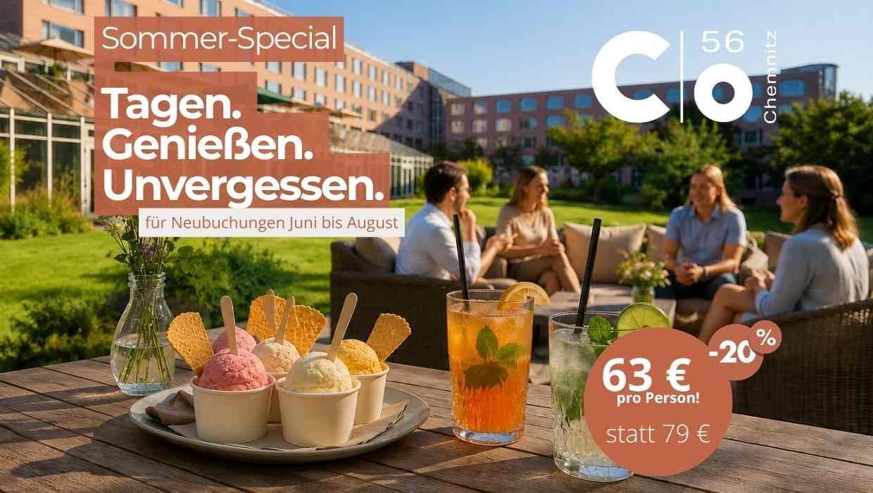 Menschen, die bei Sonnenuntergang im Freien Dessert und Getränke genießen, mit einem deutschen Somme