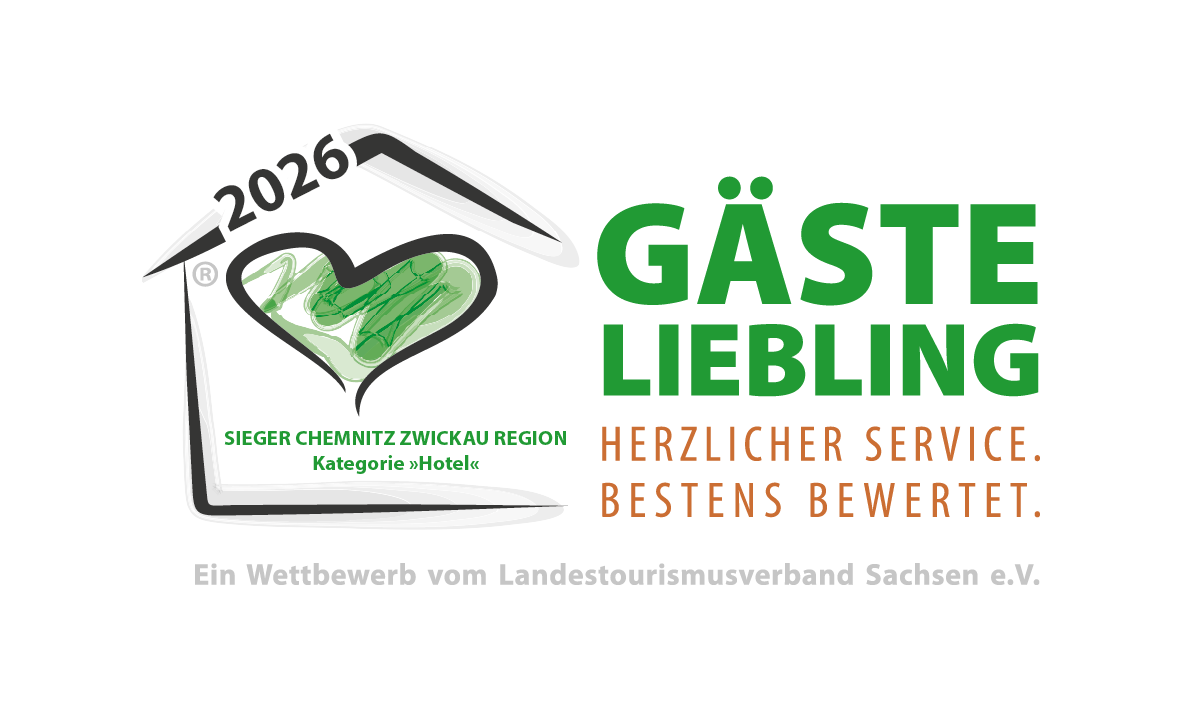 Logo „GÄSTE LIEBLING 2026“ mit grünem Haus und Schrift „HERZLICHSTER SERVICE BESTENS BEWERTET“