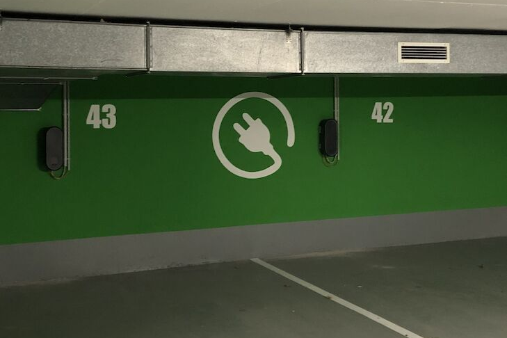 Eine Hand zieht einen Vorhang zurück und gibt den Blick auf einen Park mit Bäumen und blauem Himmel frei.