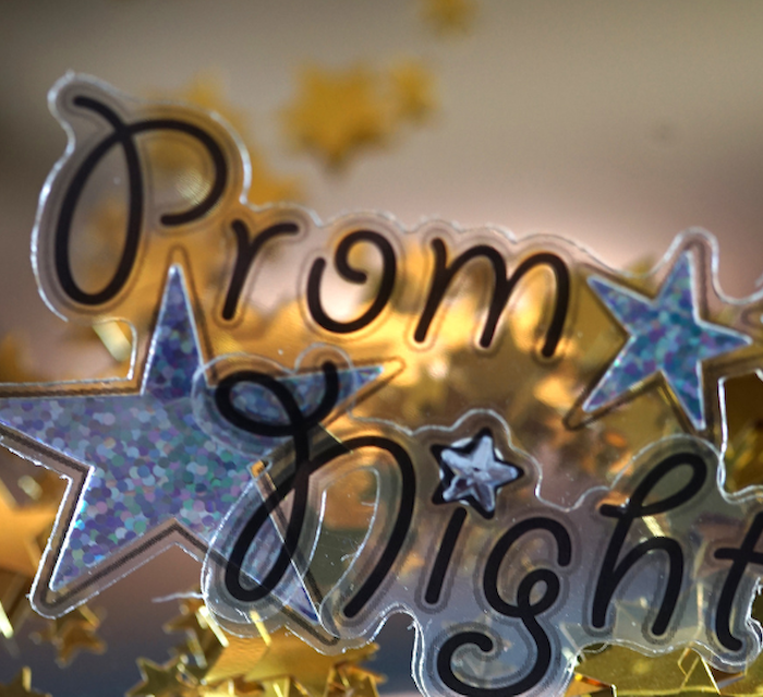 <p class="rteBlock">Table decorations with the word "Prom"</p>