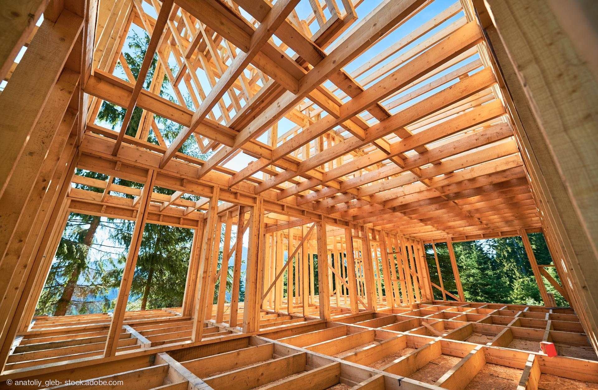 Konstruktion eines Hauses aus Holz