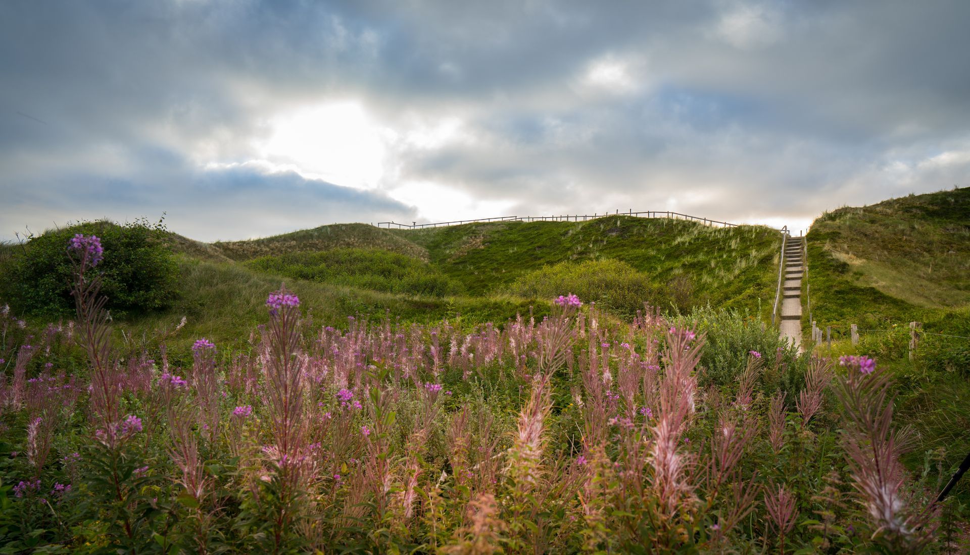 Watt bei Ebbe unter bewölktem Himmel; vereinzelte dunkle Gestalten in der Ferne.