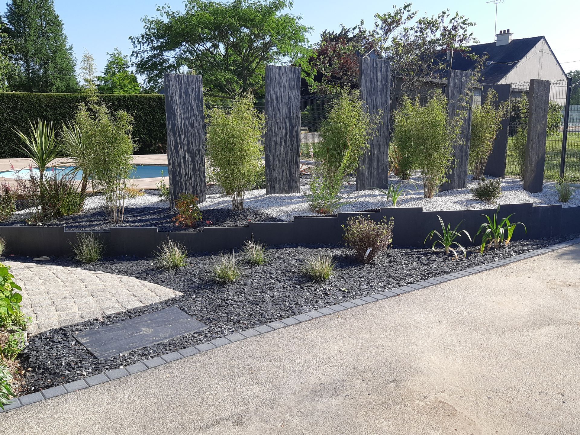 Création d'un jardin avec de la maçonnerie paysagère